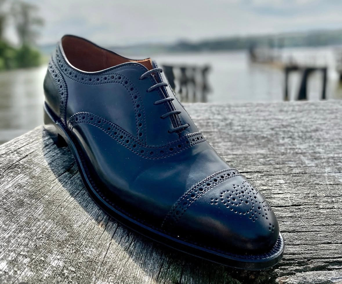 9841 - Medallion Cap Toe Bal in Black Shell Cordovan – ALDEN