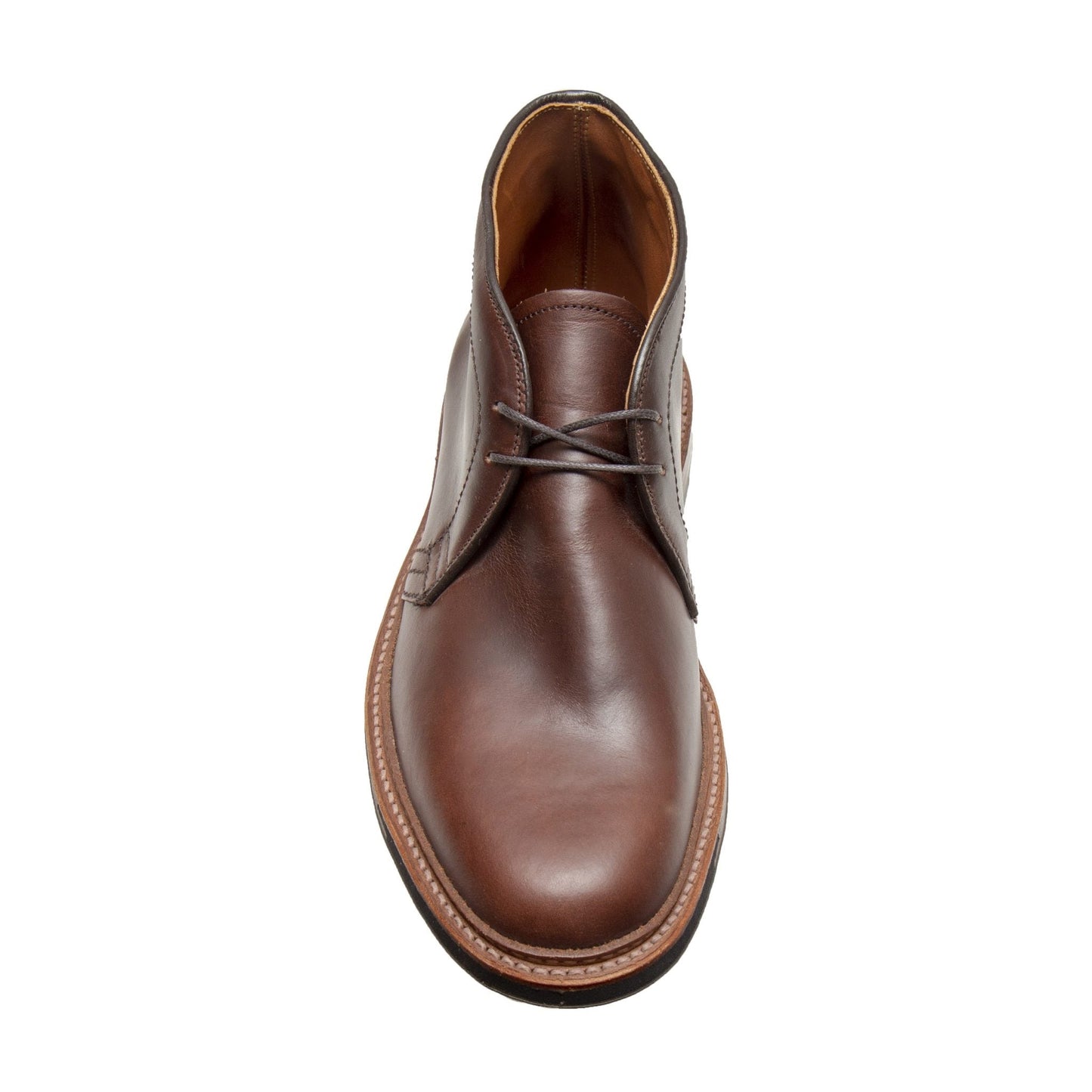 The Alden Madison 13781C Chukka Boot in Brown Chromexcel, featuring laces and crafted on the Barrie Last, is shown from above against a white background.