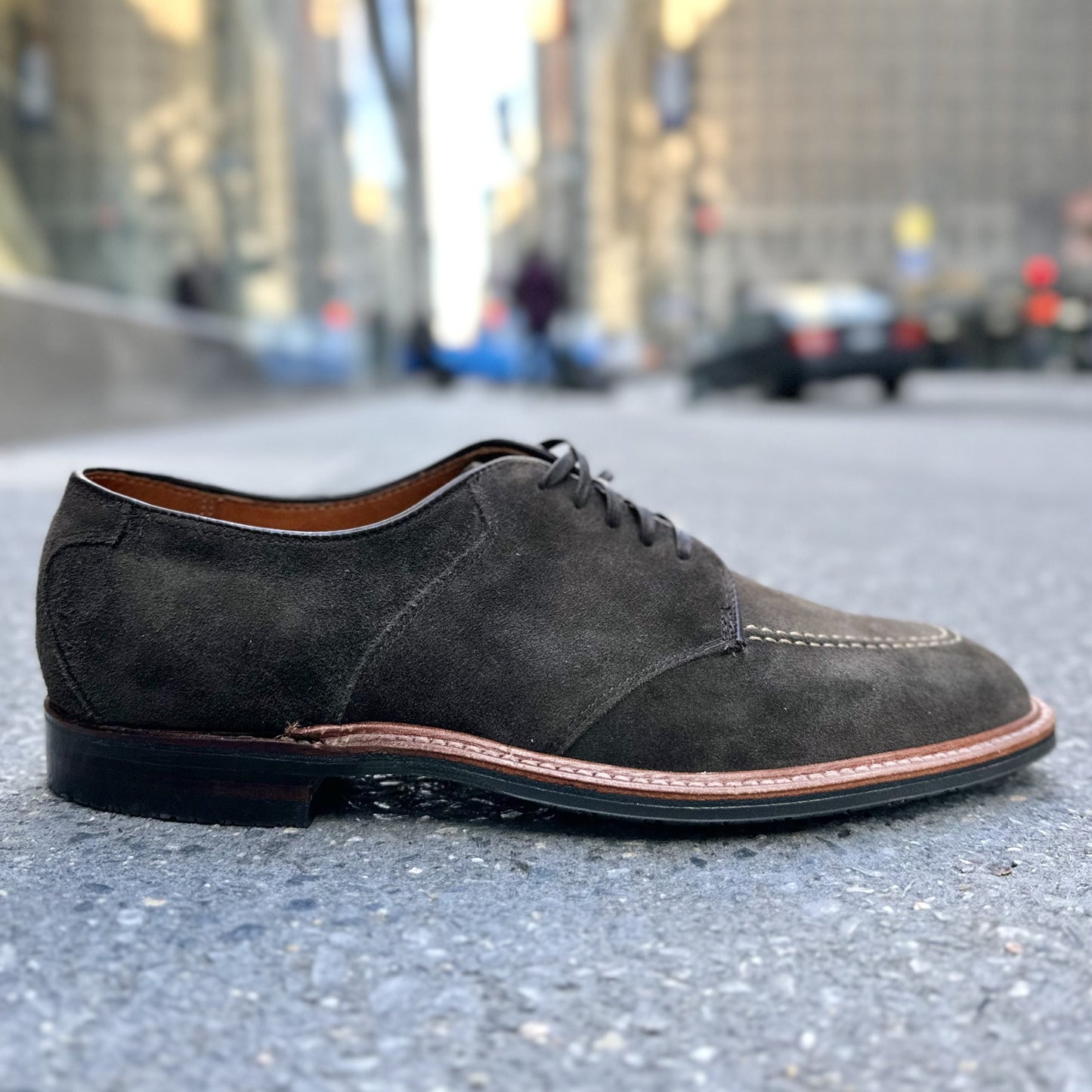 D1655L - Saddle Blucher in Loden Suede
