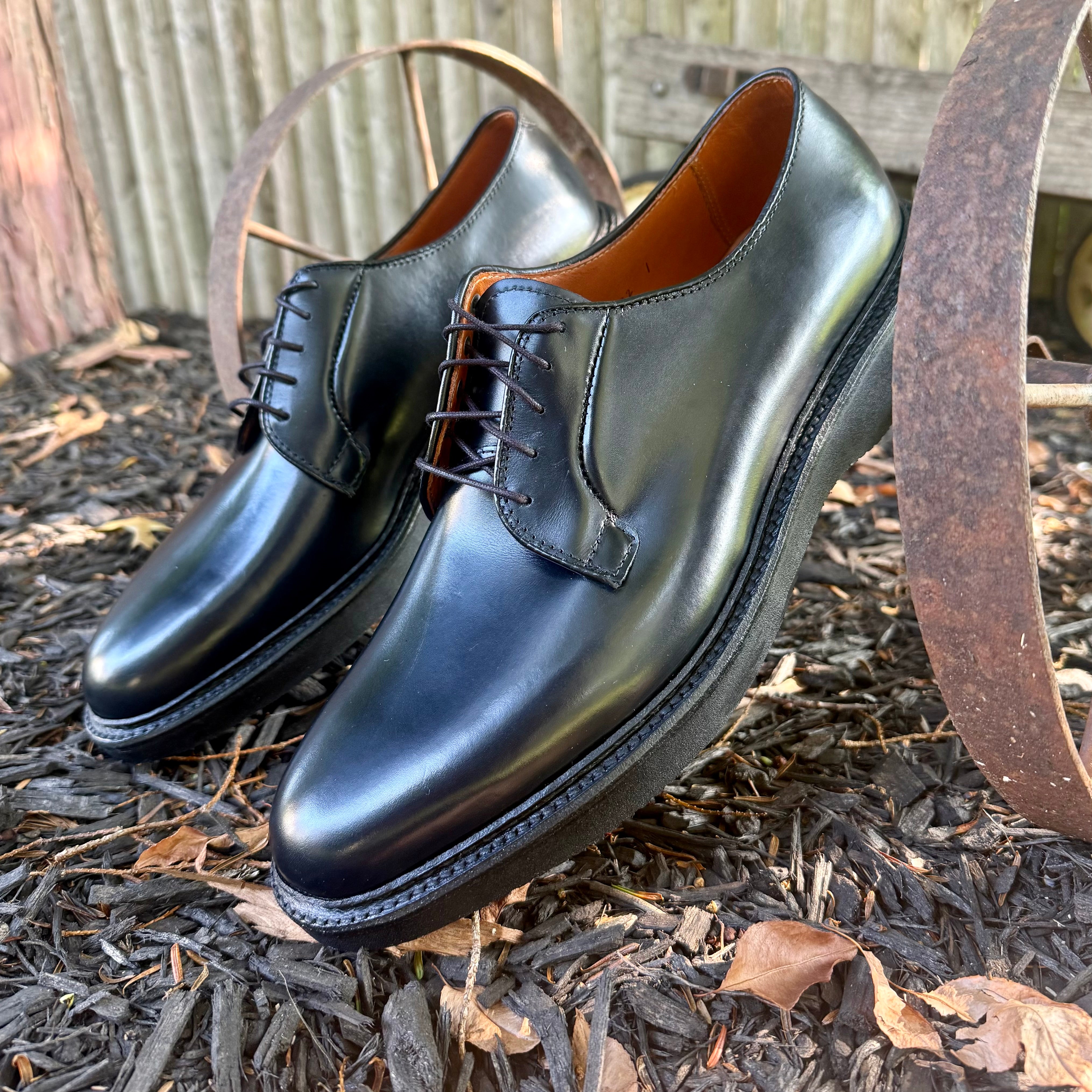 N1401- Black Calf Plain Toe Blucher w Wedge Sole – ALDEN SHOES