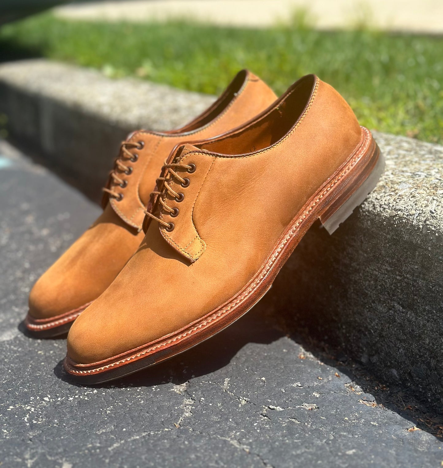 9475C - Plain Toe Blucher in Tan Smooth Chamois