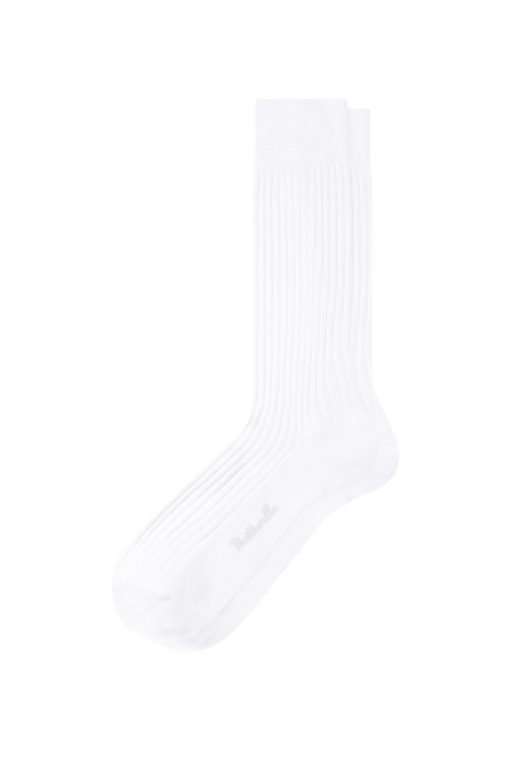 The ALDEN SHOES Danvers - Mid Calf Sock, a classic white rib knit men's dress sock, is shown displayed on a plain light gray background.