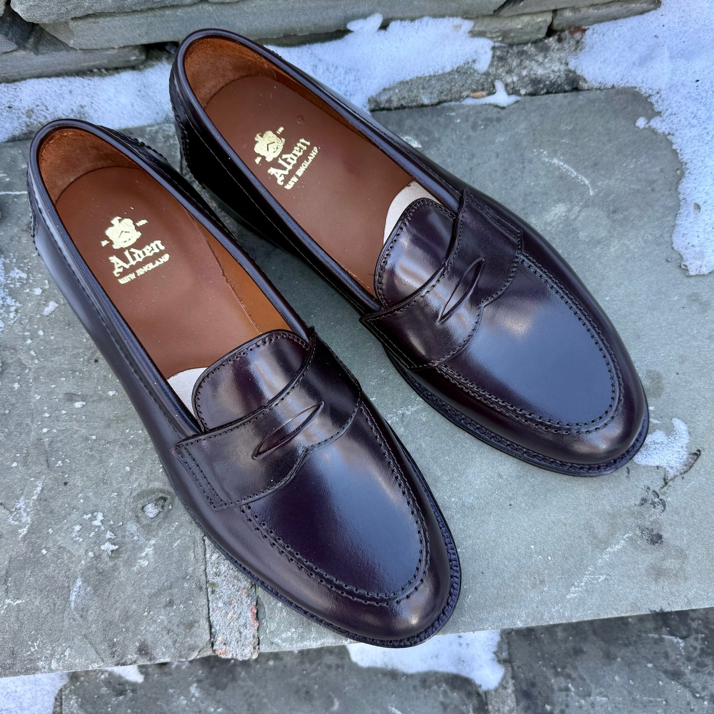 The ALDEN SHOES 96948 - Copley Penny Loafer in Color 8 Shell features a classic design and a durable leather sole.