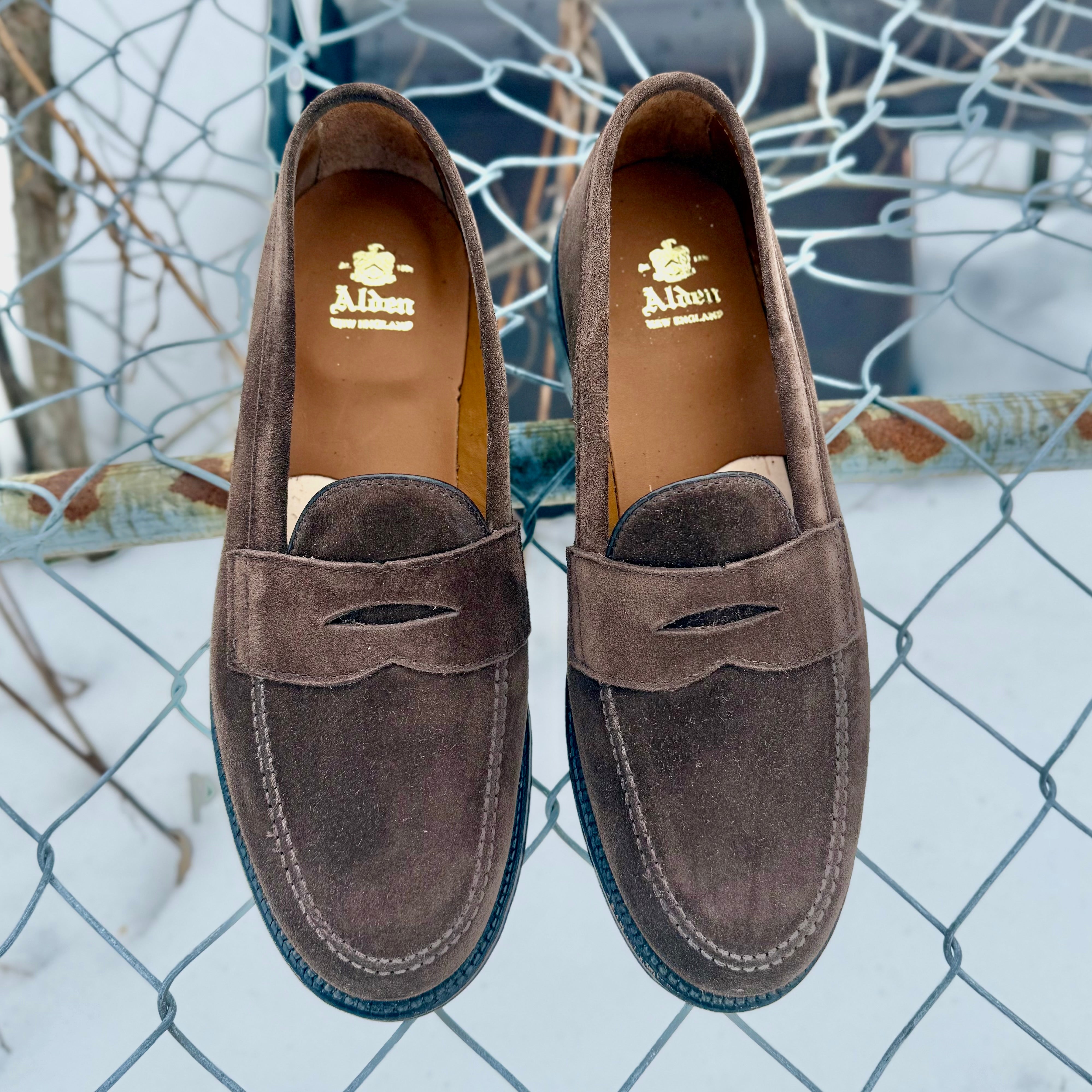 6175F - Penny Loafer in Humus Suede – ALDEN SHOES