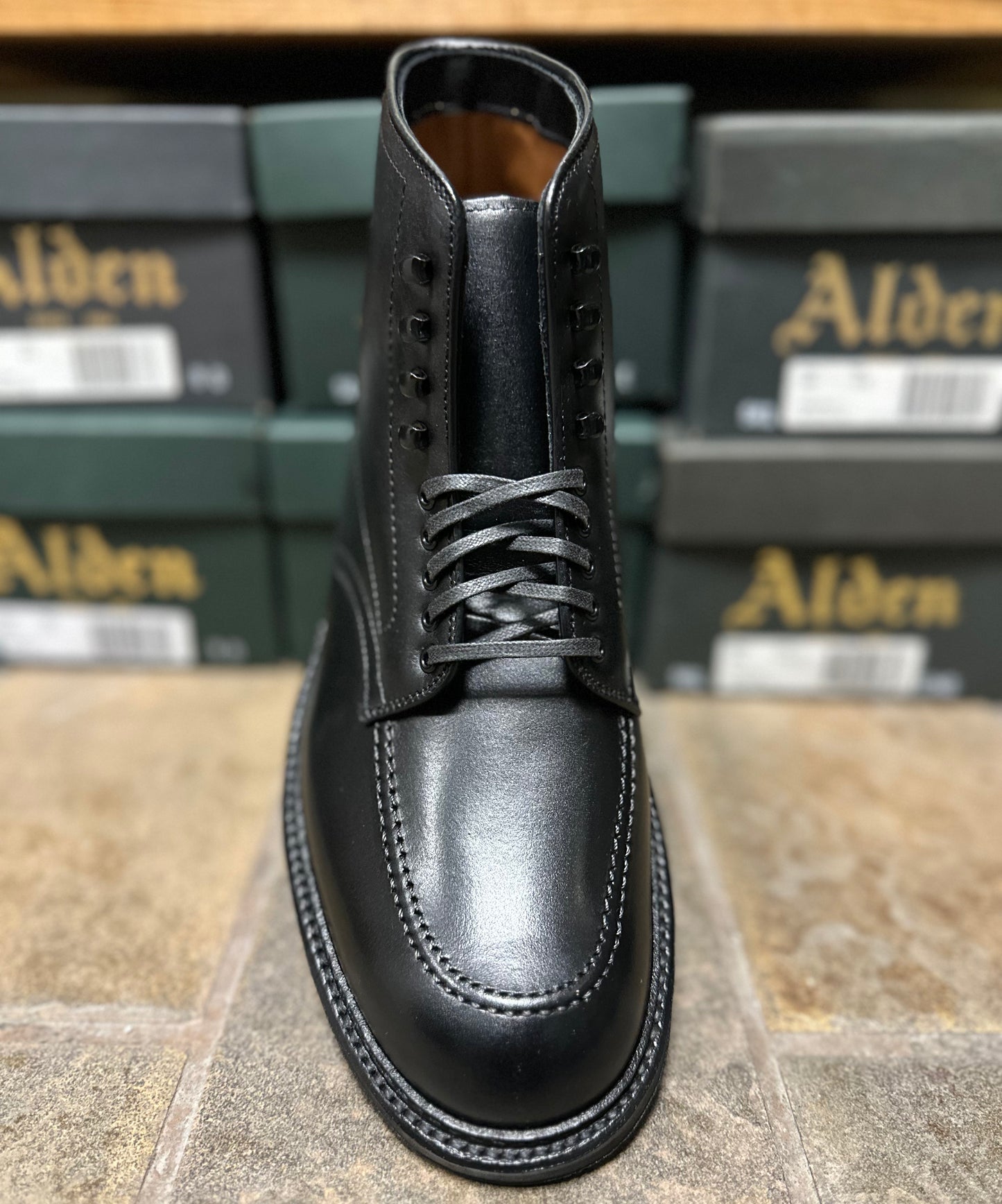 D2947HC - Indy Boot in Black Trapper Calf w Commando – ALDEN D2947HC - Indy Boot in Black Trapper Calf w Commando – ALDEN