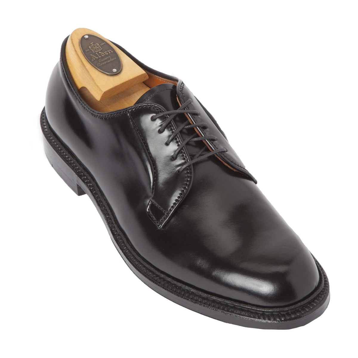 Alden Black Shell Cordovan Norwegian Front Blucher 4341 (Alden of Carmel) Alden Black Cordovan Plain Toe Blucher – Frans Boone Store main image 2